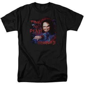 AN OFFCIALLY LICENSED CHILDS PLAY 3 TIME TO PLAY MEN'S REGULAR FIT T-SHIRT BLACK