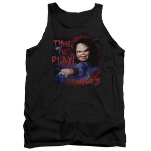 AN OFFCIALLY LICENSED CHILDS PLAY 3 TIME TO PLAY ADULT UNISEX TANK TOP BLACK