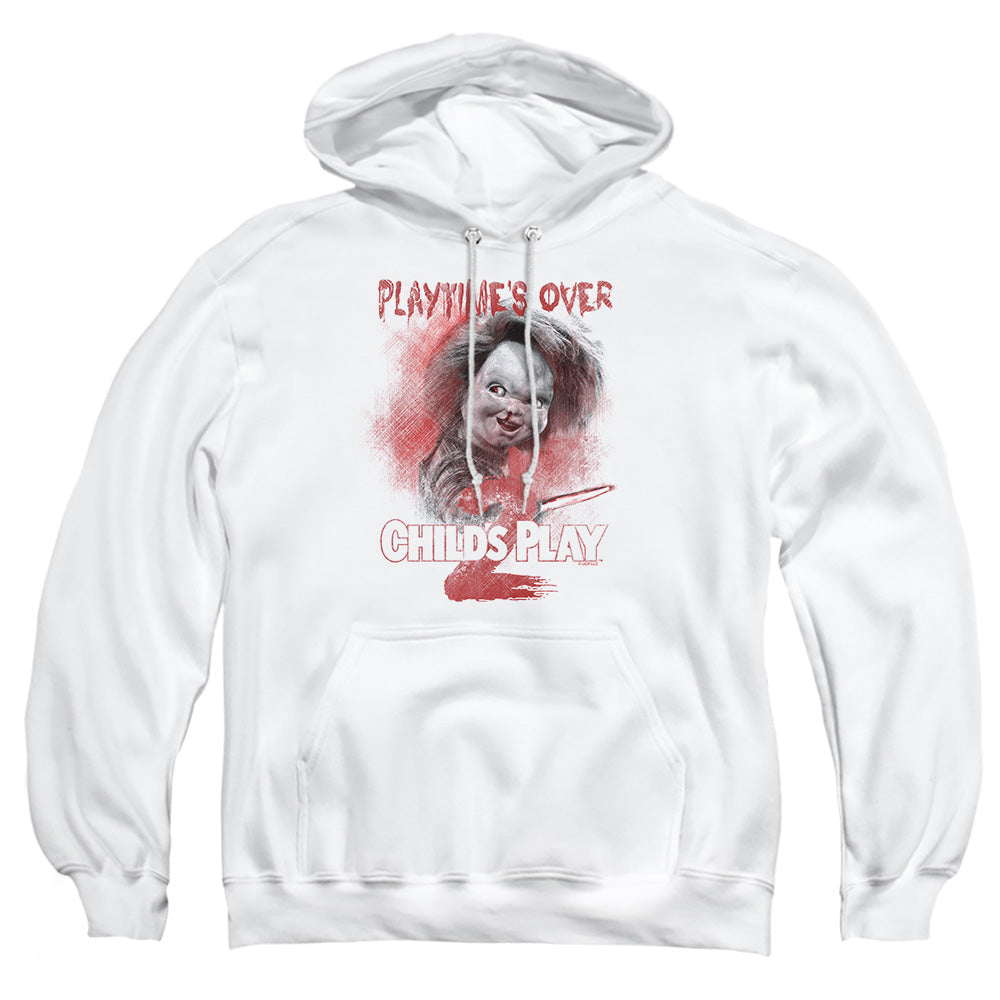 AN OFFCIALLY LICENSED CHILDS PLAY 2 PLAYTIMES OVER ADULT UNISEX PULLOVER HOODIE WHITE