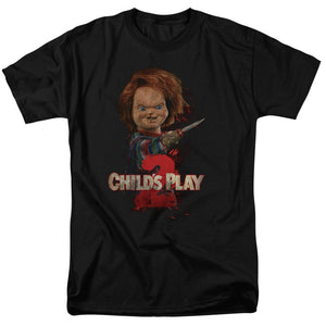 AN OFFCIALLY LICENSED CHILDS PLAY 2 HERES CHUCKY MEN'S REGULAR FIT T-SHIRT BLACK