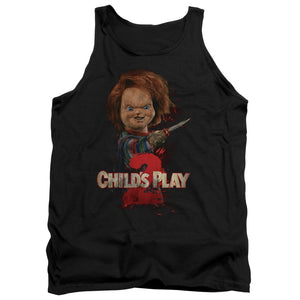 AN OFFCIALLY LICENSED CHILDS PLAY 2 HERES CHUCKY ADULT UNISEX TANK TOP BLACK
