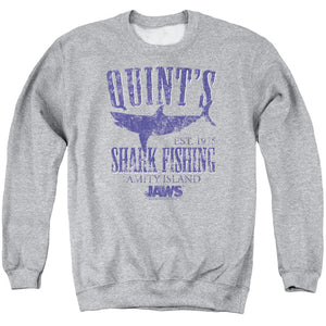AN OFFCIALLY LICENSED JAWS QUINTS ADULT UNISEX CREWNECK SWEATSHIRT ATHLETIC HEATHER