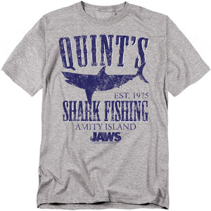 AN OFFCIALLY LICENSED JAWS QUINTS MEN'S REGULAR FIT T-SHIRT ATHLETIC HEATHER