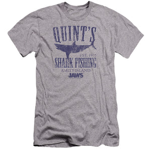 AN OFFCIALLY LICENSED JAWS QUINTS MEN'S PREMIUM SLIM FIT T-SHIRT ATHLETIC HEATHER