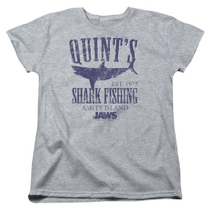 AN OFFCIALLY LICENSED JAWS QUINTS WOMEN'S REGULAR FIT T-SHIRT ATHLETIC HEATHER