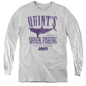 AN OFFCIALLY LICENSED JAWS QUINTS YOUTH LONG SLEEVE T-SHIRT ATHLETIC HEATHER