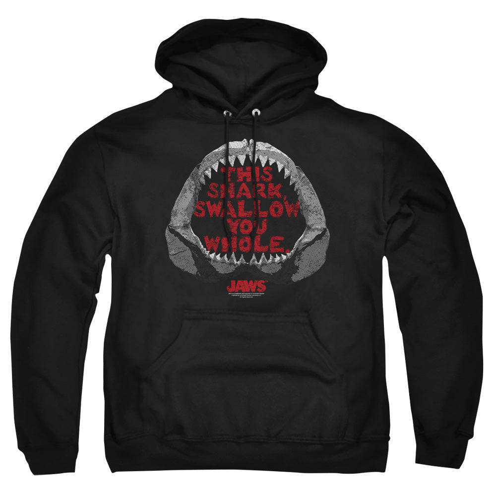 AN OFFCIALLY LICENSED JAWS THIS SHARK ADULT UNISEX PULLOVER HOODIE BLACK