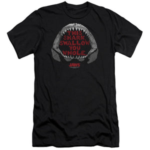 AN OFFCIALLY LICENSED JAWS THIS SHARK MEN'S PREMIUM SLIM FIT T-SHIRT BLACK
