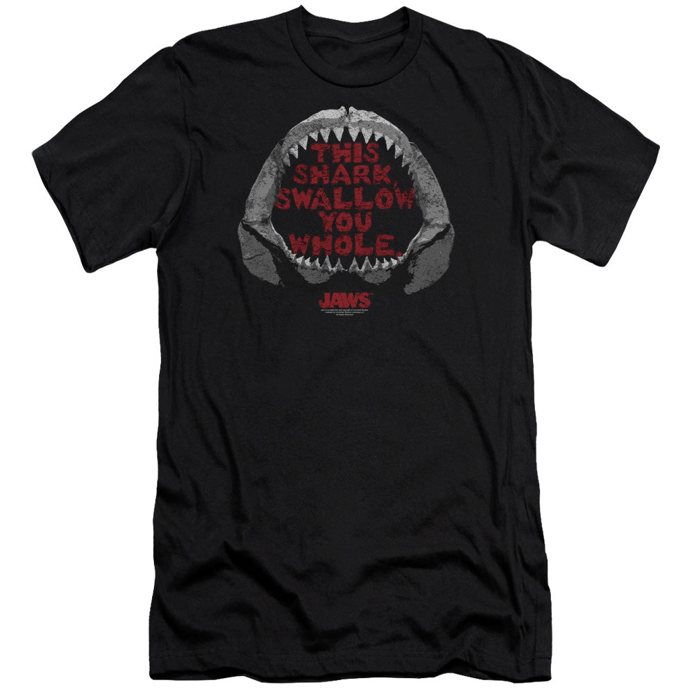 AN OFFCIALLY LICENSED JAWS THIS SHARK MEN'S PREMIUM SLIM FIT T-SHIRT BLACK