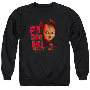 AN OFFCIALLY LICENSED CHILDS PLAY 2 IN HEAVEN ADULT UNISEX CREWNECK SWEATSHIRT BLACK