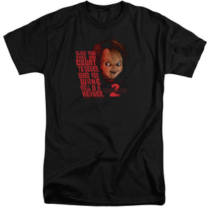 AN OFFCIALLY LICENSED CHILDS PLAY 2 IN HEAVEN MEN'S TALL FIT T-SHIRT BLACK
