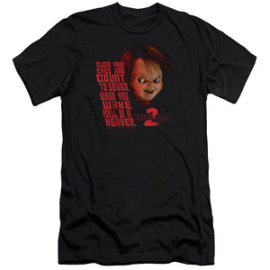AN OFFCIALLY LICENSED CHILDS PLAY 2 IN HEAVEN MEN'S PREMIUM SLIM FIT T-SHIRT BLACK
