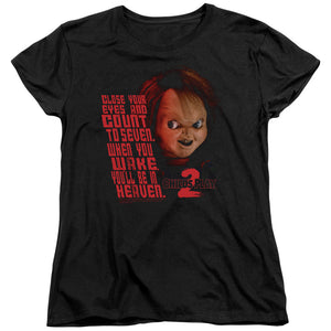 AN OFFCIALLY LICENSED CHILDS PLAY 2 IN HEAVEN WOMEN'S REGULAR FIT T-SHIRT BLACK