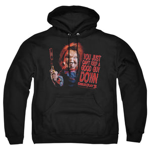 AN OFFCIALLY LICENSED CHILDS PLAY 3 GOOD GUY ADULT UNISEX PULLOVER HOODIE BLACK