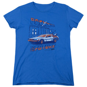 AN OFFCIALLY LICENSED BACK TO THE FUTURE LIGHTNING STRIKES WOMEN'S REGULAR FIT T-SHIRT ROYAL