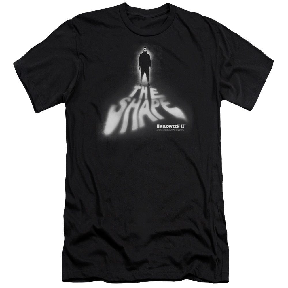 AN OFFCIALLY LICENSED HALLOWEEN II THE SHAPE MEN'S PREMIUM SLIM FIT T-SHIRT BLACK