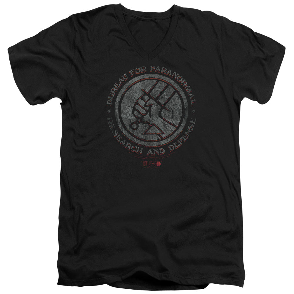 AN OFFCIALLY LICENSED HELLBOY II BPRD STONE MEN'S V-NECK T-SHIRT BLACK