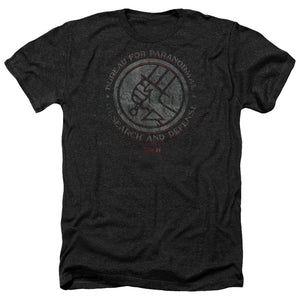 AN OFFCIALLY LICENSED HELLBOY II BPRD STONE MEN'S HEATHER T-SHIRT CHARCOAL