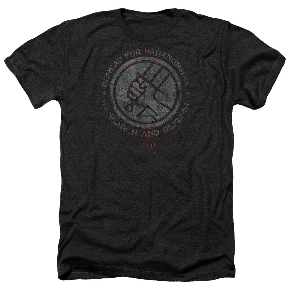 AN OFFCIALLY LICENSED HELLBOY II BPRD STONE MEN'S HEATHER T-SHIRT CHARCOAL