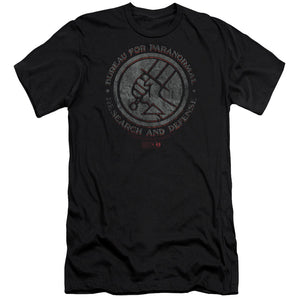 AN OFFCIALLY LICENSED HELLBOY II BPRD STONE MEN'S PREMIUM SLIM FIT T-SHIRT BLACK