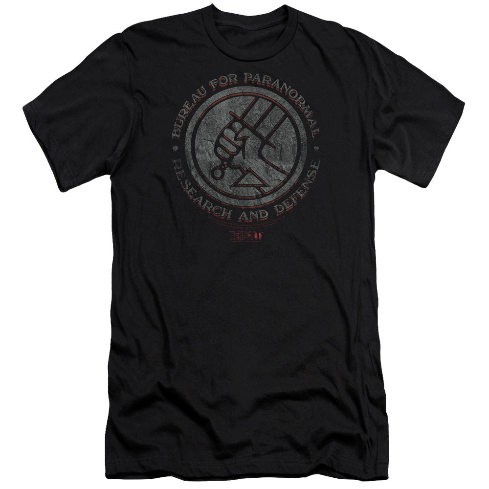 AN OFFCIALLY LICENSED HELLBOY II BPRD STONE MEN'S PREMIUM SLIM FIT T-SHIRT BLACK