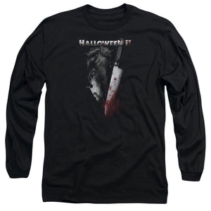 AN OFFCIALLY LICENSED HALLOWEEN II COLD GAZE MEN'S LONG SLEEVE T-SHIRT BLACK