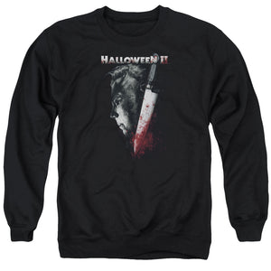AN OFFCIALLY LICENSED HALLOWEEN II COLD GAZE ADULT UNISEX CREWNECK SWEATSHIRT BLACK
