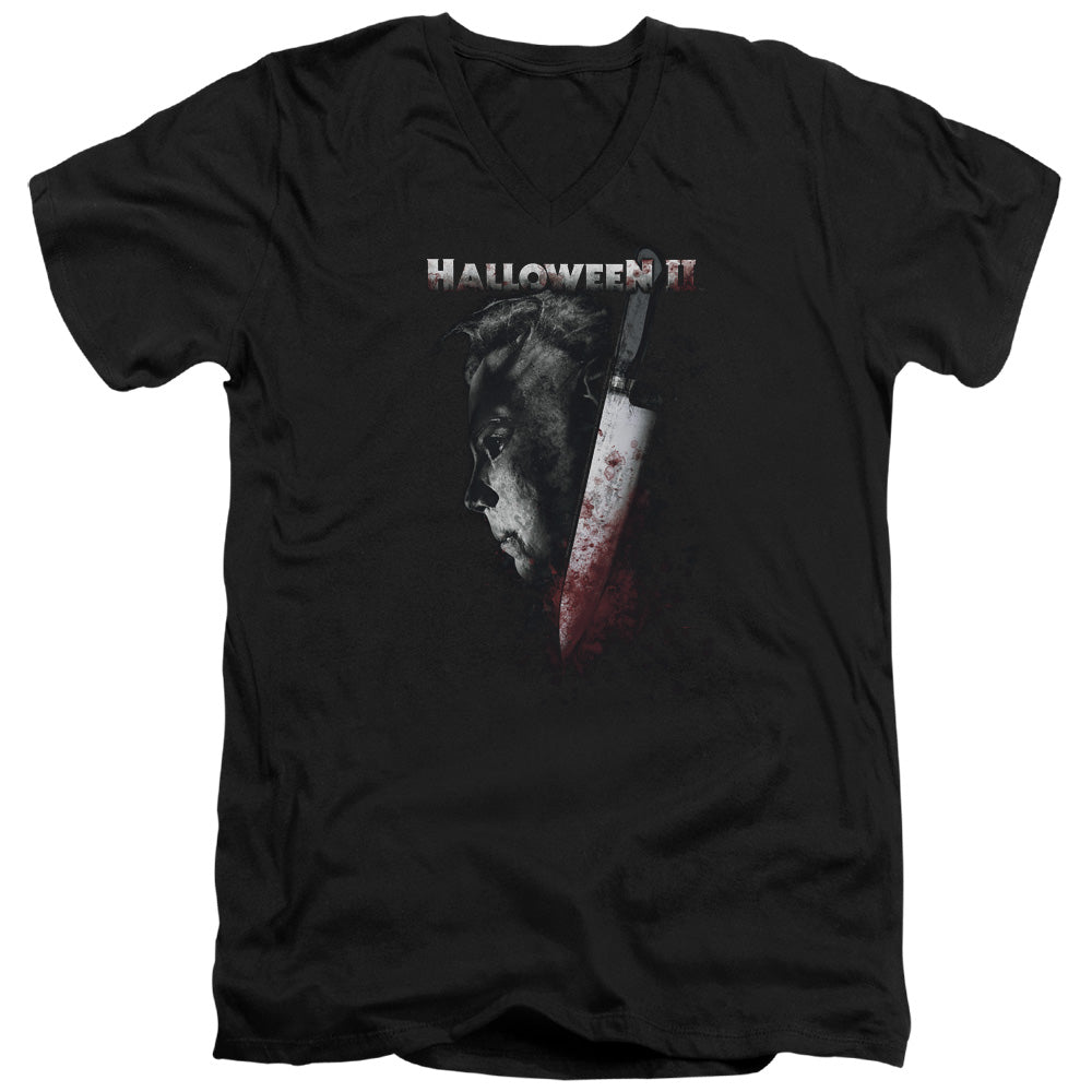AN OFFCIALLY LICENSED HALLOWEEN II COLD GAZE MEN'S V-NECK T-SHIRT BLACK