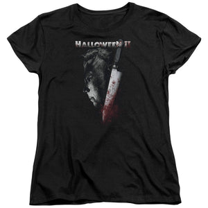 AN OFFCIALLY LICENSED HALLOWEEN II COLD GAZE WOMEN'S REGULAR FIT T-SHIRT BLACK