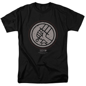 AN OFFCIALLY LICENSED HELLBOY II MIGNOLA STYLE LOGO MEN'S REGULAR FIT T-SHIRT BLACK