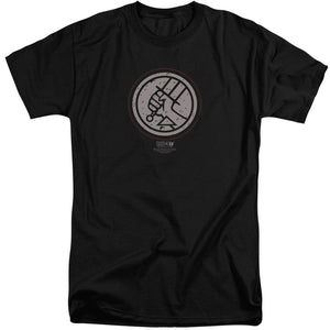 AN OFFCIALLY LICENSED HELLBOY II MIGNOLA STYLE LOGO MEN'S TALL FIT T-SHIRT BLACK