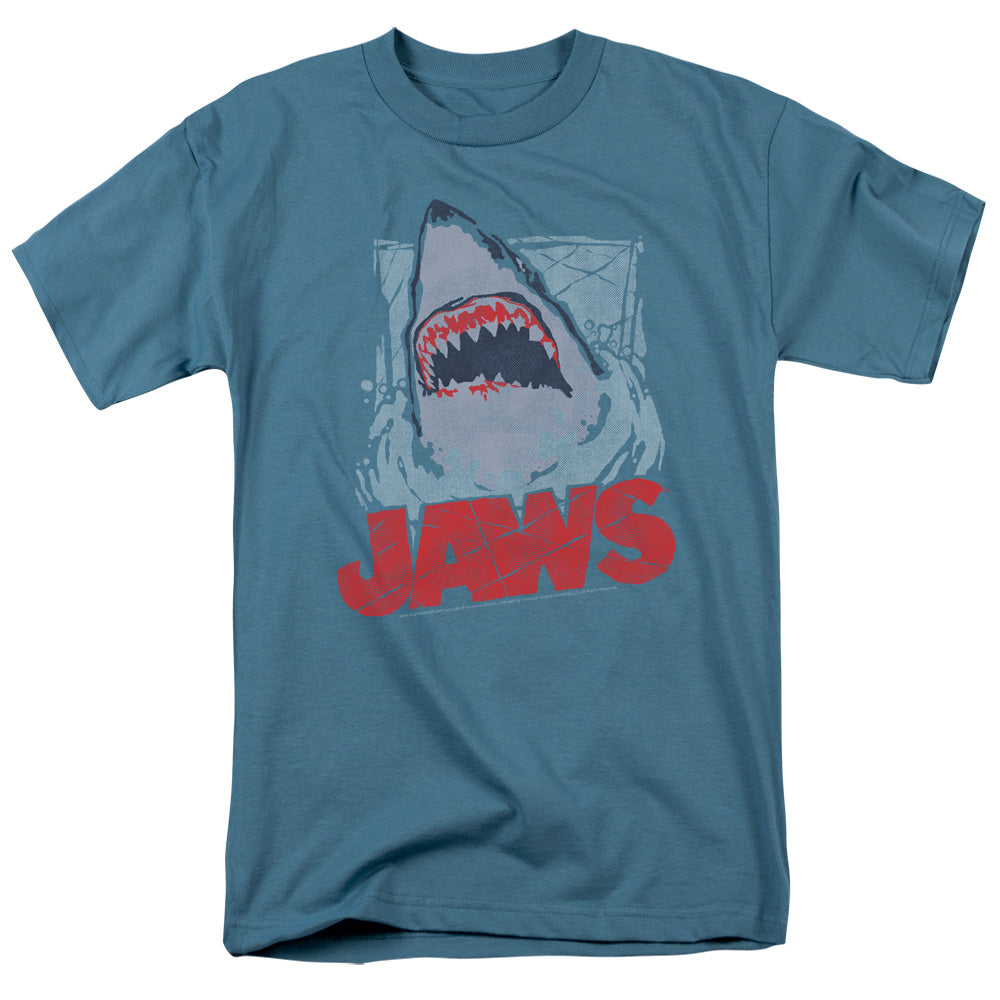 AN OFFCIALLY LICENSED JAWS FROM THE DEPTHS MEN'S REGULAR FIT T-SHIRT SLATE