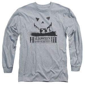 AN OFFCIALLY LICENSED HALLOWEEN III SILHOUETTE MEN'S LONG SLEEVE T-SHIRT ATHLETIC HEATHER