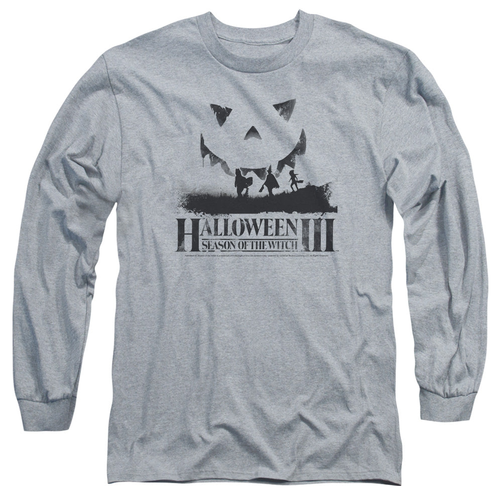 AN OFFCIALLY LICENSED HALLOWEEN III SILHOUETTE MEN'S LONG SLEEVE T-SHIRT ATHLETIC HEATHER