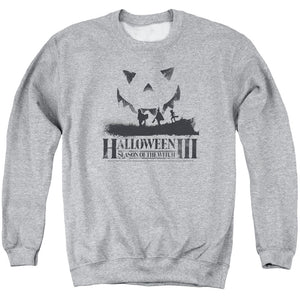 AN OFFCIALLY LICENSED HALLOWEEN III SILHOUETTE ADULT UNISEX CREWNECK SWEATSHIRT ATHLETIC HEATHER