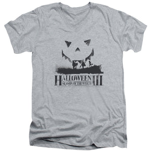 AN OFFCIALLY LICENSED HALLOWEEN III SILHOUETTE MEN'S V-NECK T-SHIRT ATHLETIC HEATHER