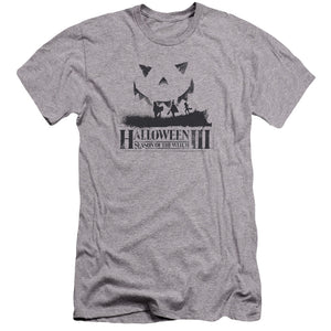 AN OFFCIALLY LICENSED HALLOWEEN III SILHOUETTE MEN'S PREMIUM SLIM FIT T-SHIRT ATHLETIC HEATHER