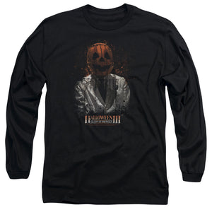 AN OFFCIALLY LICENSED HALLOWEEN III H3 SCIENTIST MEN'S LONG SLEEVE T-SHIRT BLACK