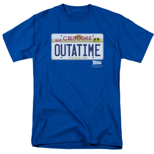 AN OFFCIALLY LICENSED BACK TO THE FUTURE OUTATIME PLATE MEN'S REGULAR FIT T-SHIRT ROYAL