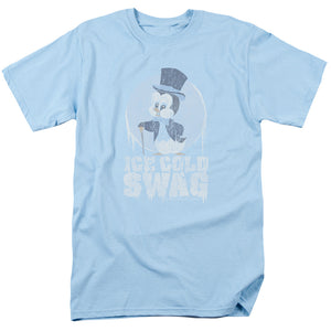 AN OFFCIALLY LICENSED CHILLY WILLY ICE COLD MEN'S REGULAR FIT T-SHIRT LIGHT BLUE