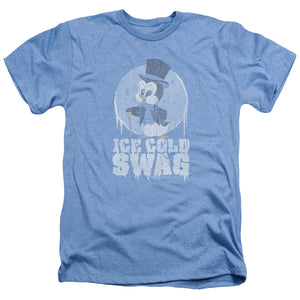 AN OFFCIALLY LICENSED CHILLY WILLY ICE COLD MEN'S HEATHER T-SHIRT LIGHT BLUE