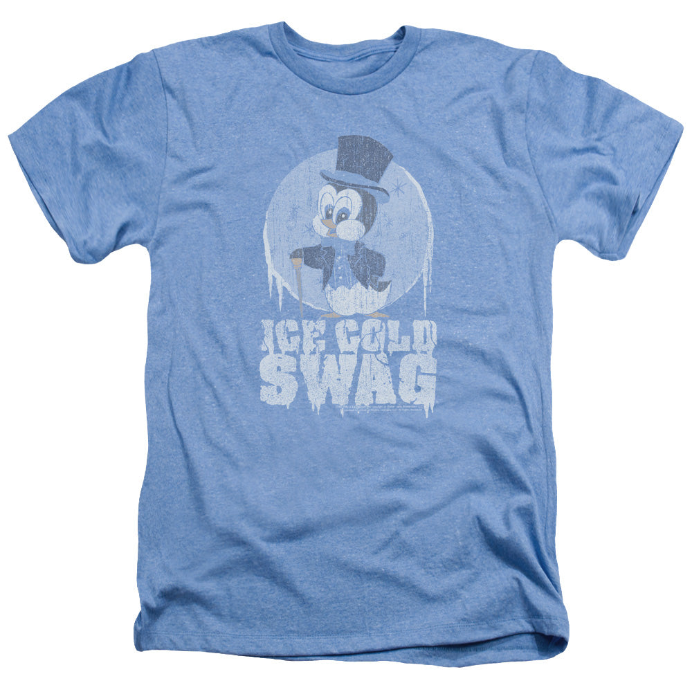 AN OFFCIALLY LICENSED CHILLY WILLY ICE COLD MEN'S HEATHER T-SHIRT LIGHT BLUE