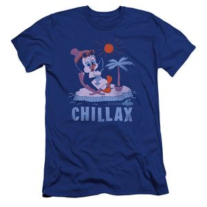 AN OFFCIALLY LICENSED CHILLY WILLY CHILLAX MEN'S PREMIUM SLIM FIT T-SHIRT ROYAL