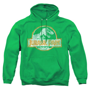 AN OFFCIALLY LICENSED JURASSIC PARK JP ORANGE ADULT UNISEX PULLOVER HOODIE KELLY GREEN