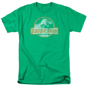 AN OFFCIALLY LICENSED JURASSIC PARK JP ORANGE MEN'S REGULAR FIT T-SHIRT KELLY GREEN