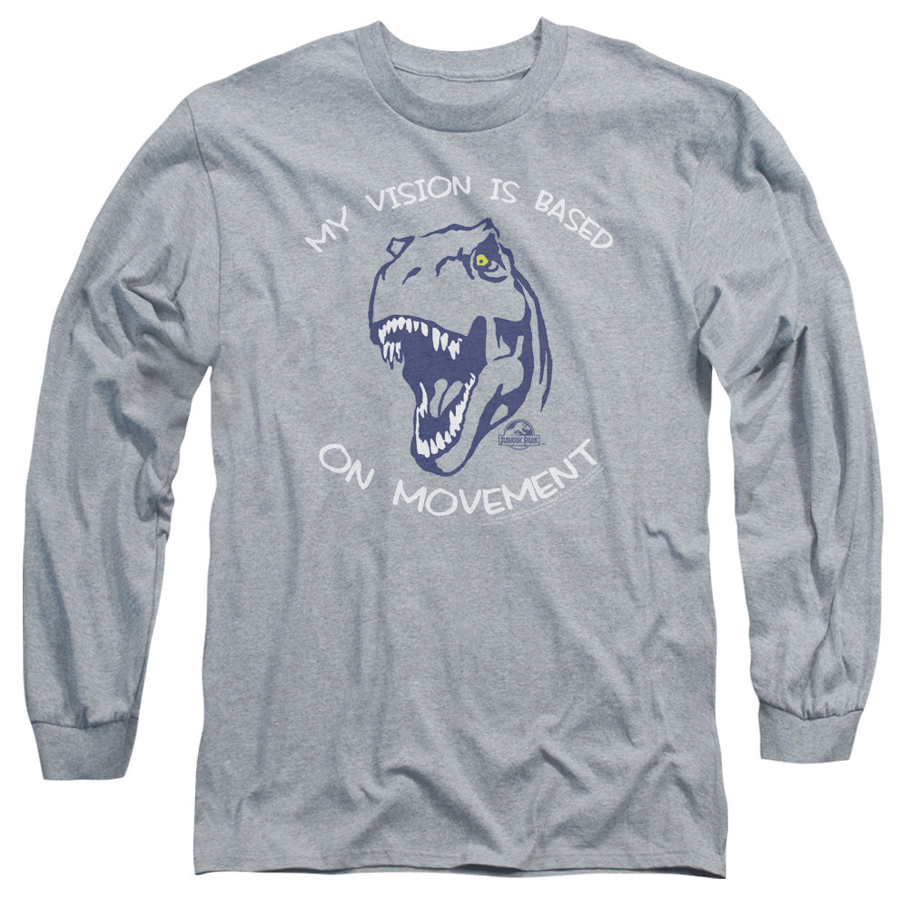 AN OFFCIALLY LICENSED JURASSIC PARK MY VISION MEN'S LONG SLEEVE T-SHIRT ATHLETIC HEATHER