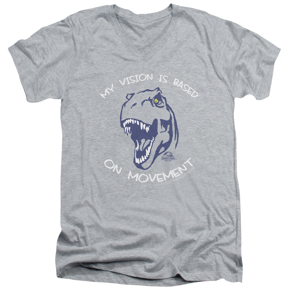 AN OFFCIALLY LICENSED JURASSIC PARK MY VISION MEN'S V-NECK T-SHIRT ATHLETIC HEATHER