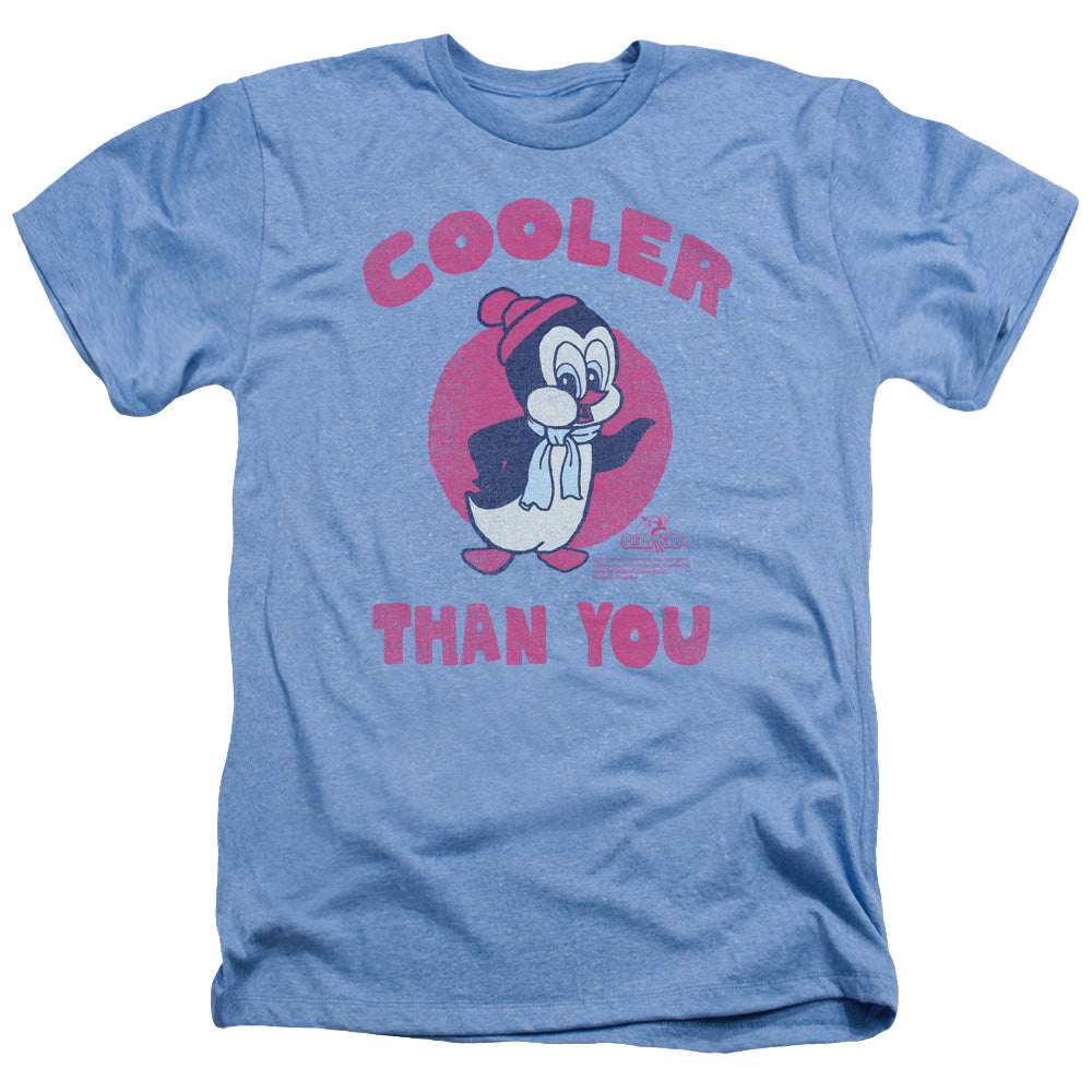AN OFFCIALLY LICENSED CHILLY WILLY COOLER THAN YOU MEN'S HEATHER T-SHIRT LIGHT BLUE