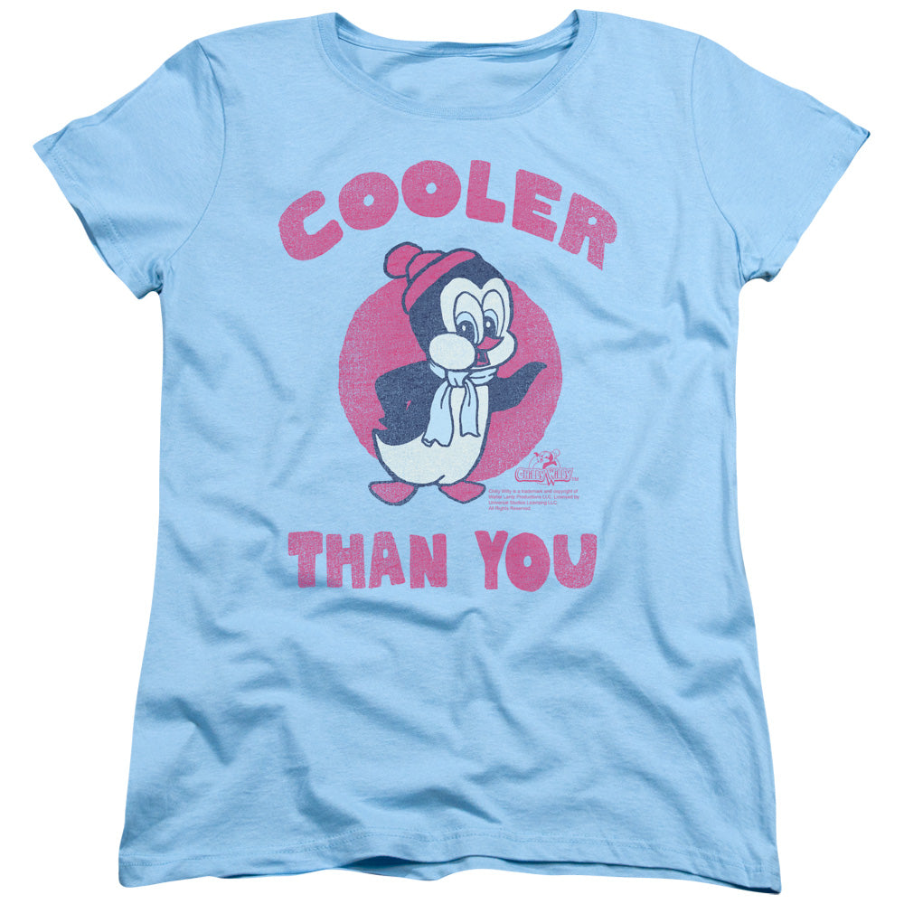AN OFFCIALLY LICENSED CHILLY WILLY COOLER THAN YOU WOMEN'S REGULAR FIT T-SHIRT LIGHT BLUE