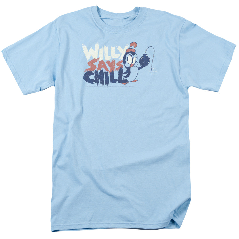 AN OFFCIALLY LICENSED CHILLY WILLY I SAY CHILL MEN'S REGULAR FIT T-SHIRT LIGHT BLUE